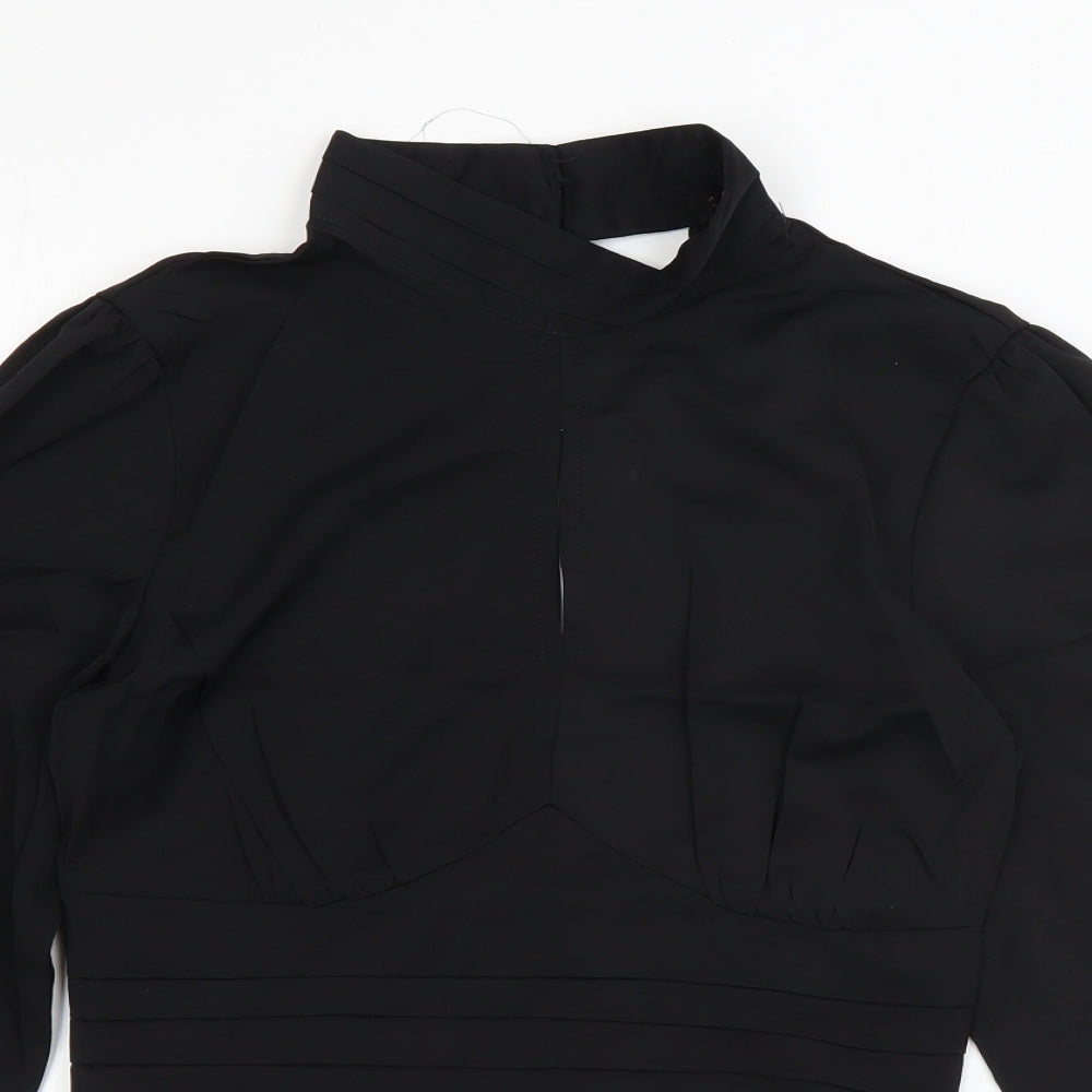 QED London Womens Black  Polyester Basic Blouse Size M Round Neck - Backless