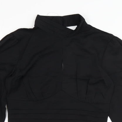 QED London Womens Black  Polyester Basic Blouse Size M Round Neck - Backless