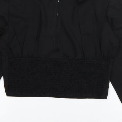 QED London Womens Black  Polyester Basic Blouse Size M Round Neck - Backless