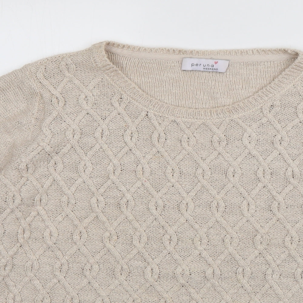Womens UK Size 12 Per Una Beige Pullover Jumper