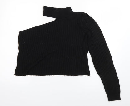 Boohoo Womens Black Round Neck  Acrylic Pullover Jumper Size S