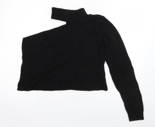 Boohoo Womens Black Round Neck  Acrylic Pullover Jumper Size S