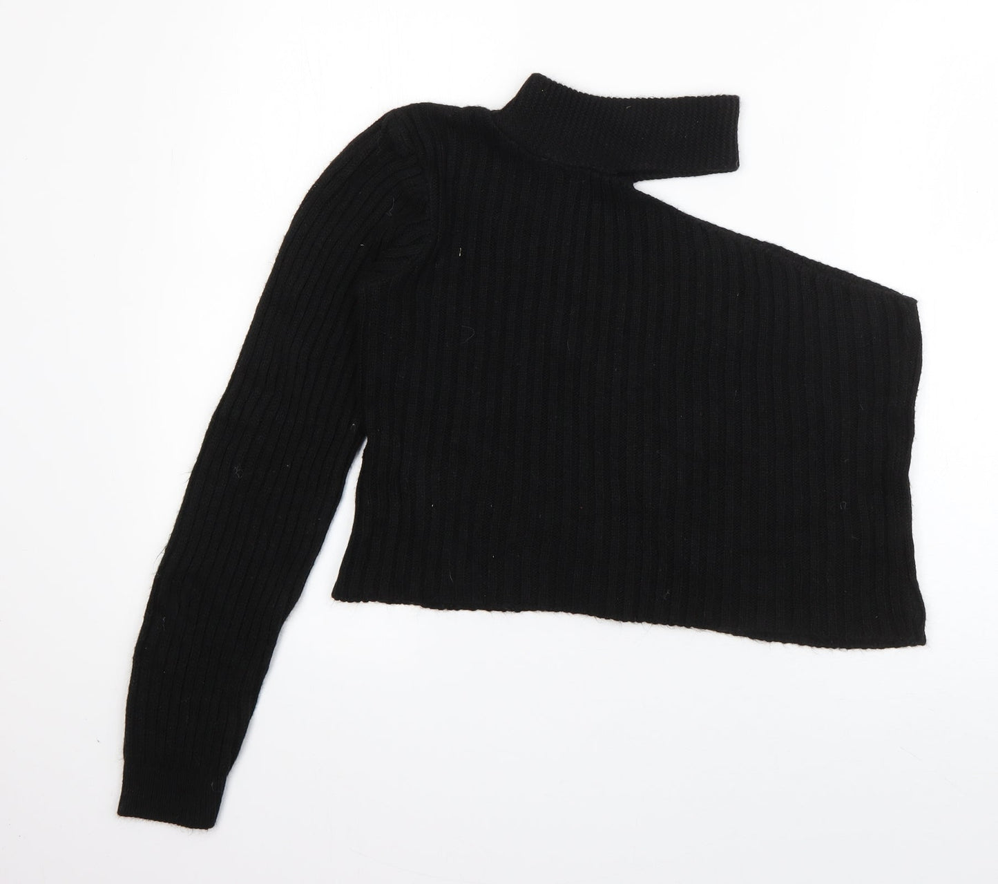 Boohoo Womens Black Round Neck  Acrylic Pullover Jumper Size S