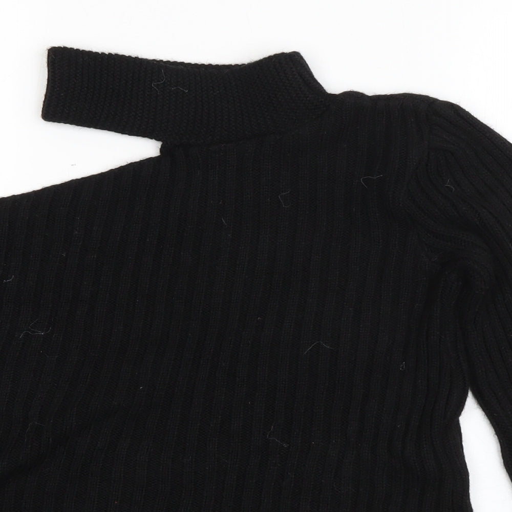 Boohoo Womens Black Round Neck  Acrylic Pullover Jumper Size S