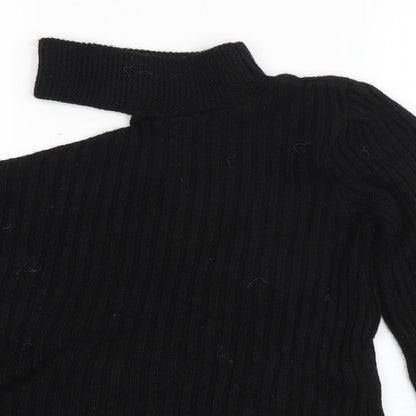 Boohoo Womens Black Round Neck  Acrylic Pullover Jumper Size S