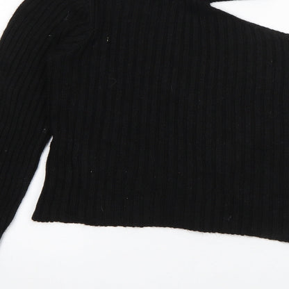 Boohoo Womens Black Round Neck  Acrylic Pullover Jumper Size S