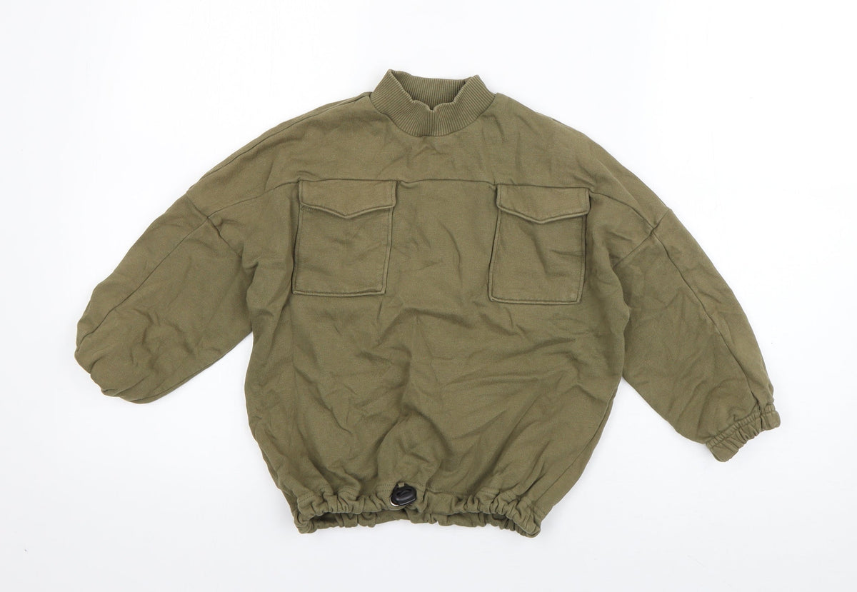 Additional front view of Next boys’ green cotton pullover sweatshirt, size 5, years pullover