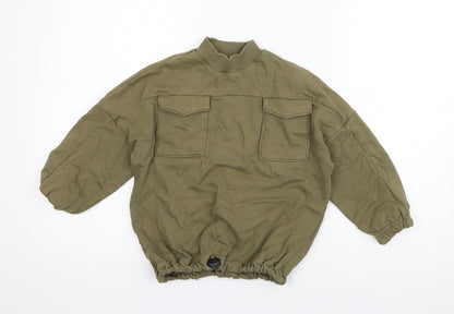 Additional front view of Next boys’ green cotton pullover sweatshirt, size 5, years pullover