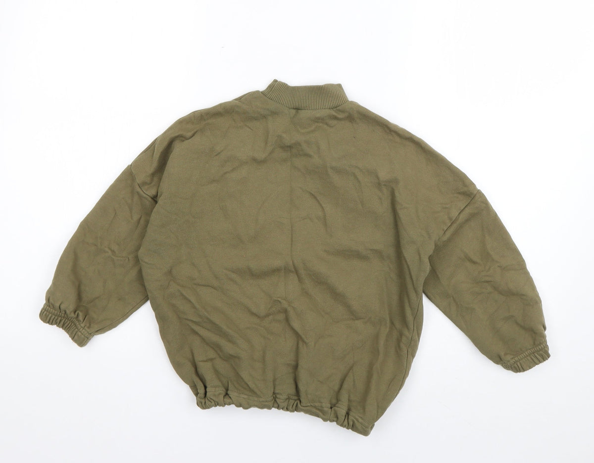 Back view of Next boys’ green cotton pullover sweatshirt, size 5, years pullover