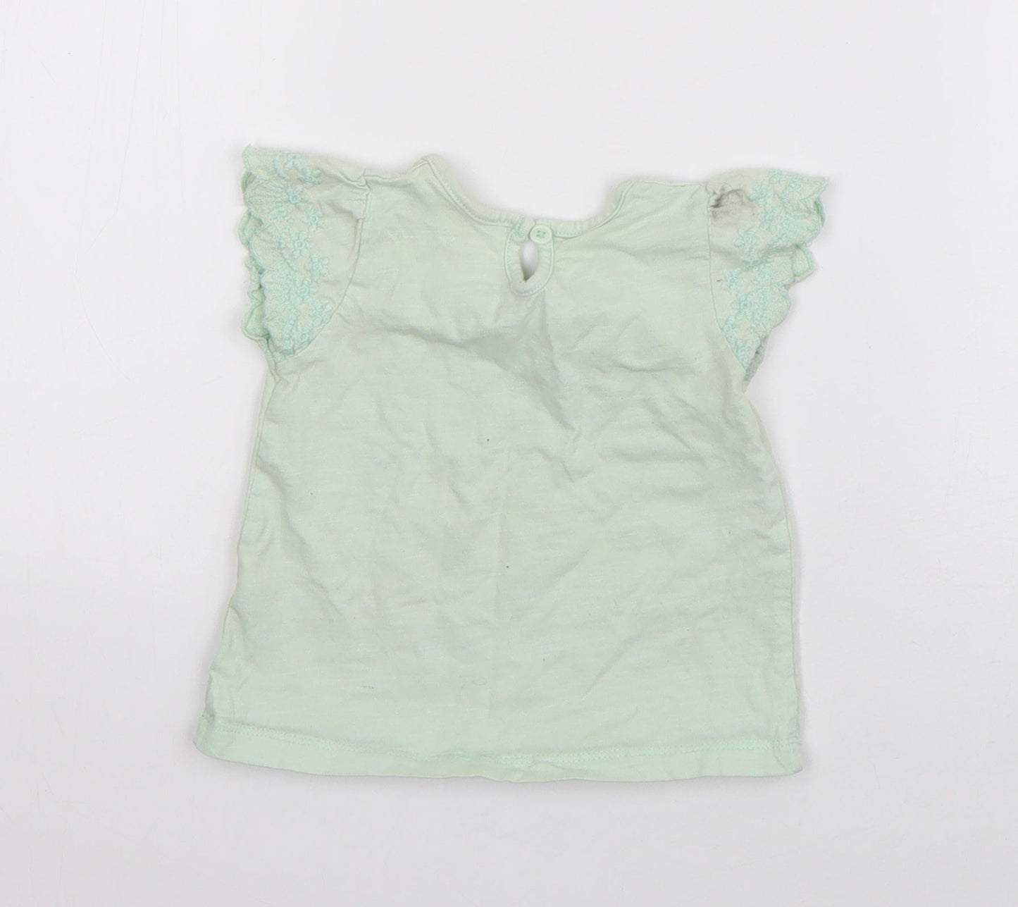 Matalan Girls Green  Cotton Basic T-Shirt Size 3-6 Months Round Neck Pullover
