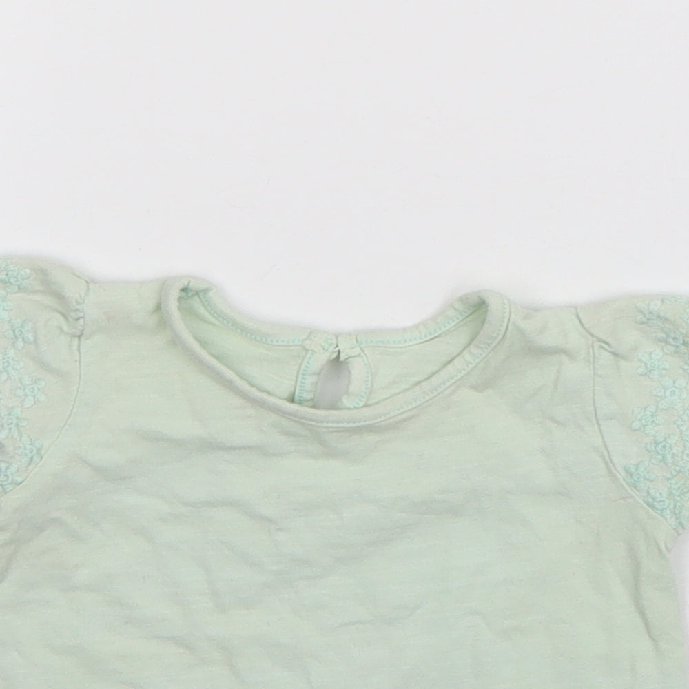 Matalan Girls Green  Cotton Basic T-Shirt Size 3-6 Months Round Neck Pullover