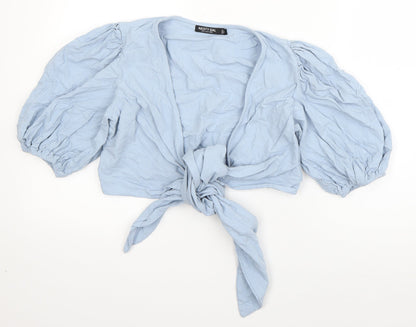 Nasty Gal Womens Blue  Cotton Basic Blouse Size 4 V-Neck