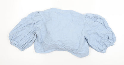 Nasty Gal Womens Blue  Cotton Basic Blouse Size 4 V-Neck