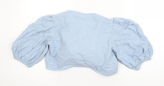 Nasty Gal Womens Blue  Cotton Basic Blouse Size 4 V-Neck