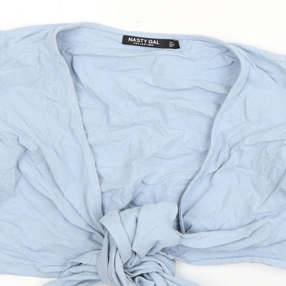 Nasty Gal Womens Blue  Cotton Basic Blouse Size 4 V-Neck