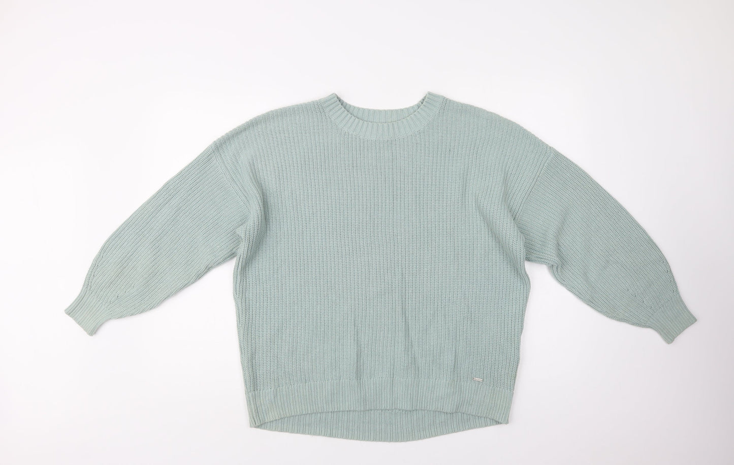 Hollis Womens Green Crew Neck  Cotton Pullover Jumper Size XS