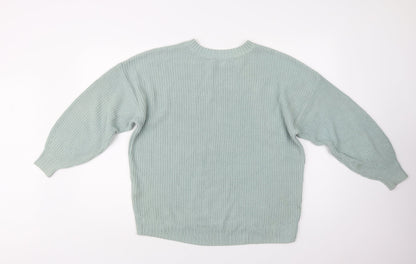 Hollis Womens Green Crew Neck  Cotton Pullover Jumper Size XS