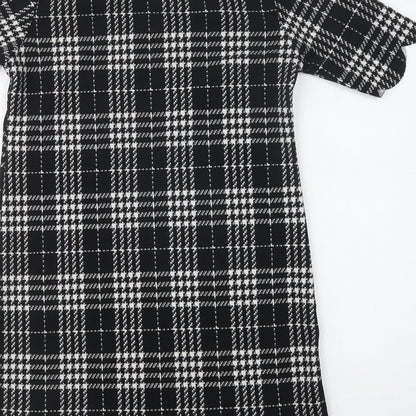 Select Womens Black Check Polyester Shift  Size 12  Crew Neck