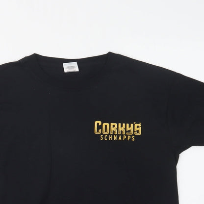 Womens UK Size S Fruit of the Loom Black Basic T-Shirt