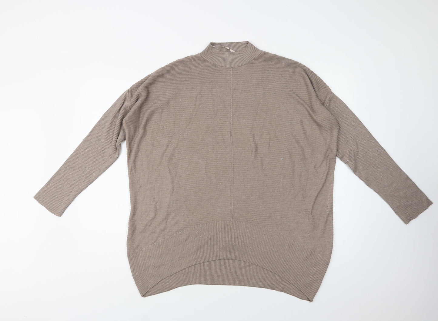 Primark Womens Beige Mock Neck  Viscose Tunic Jumper Size 12