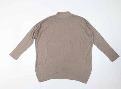 Primark Womens Beige Mock Neck  Viscose Tunic Jumper Size 12