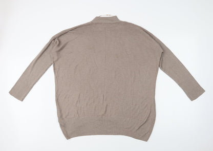Primark Womens Beige Mock Neck  Viscose Tunic Jumper Size 12