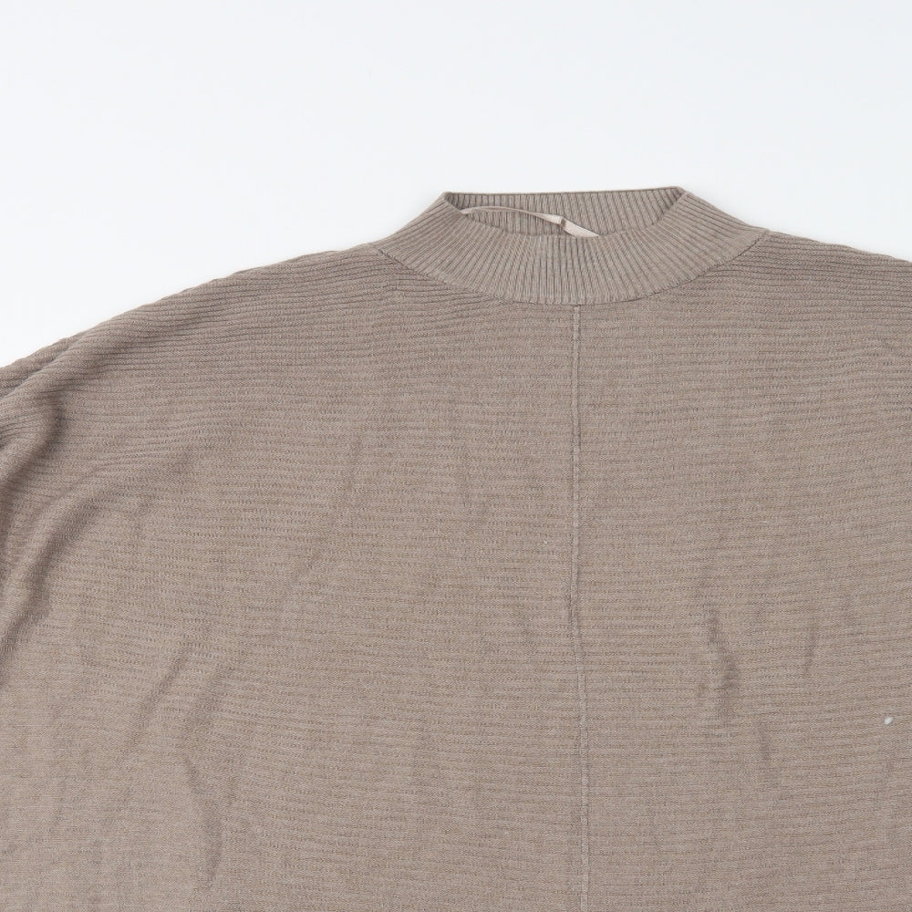 Primark Womens Beige Mock Neck  Viscose Tunic Jumper Size 12
