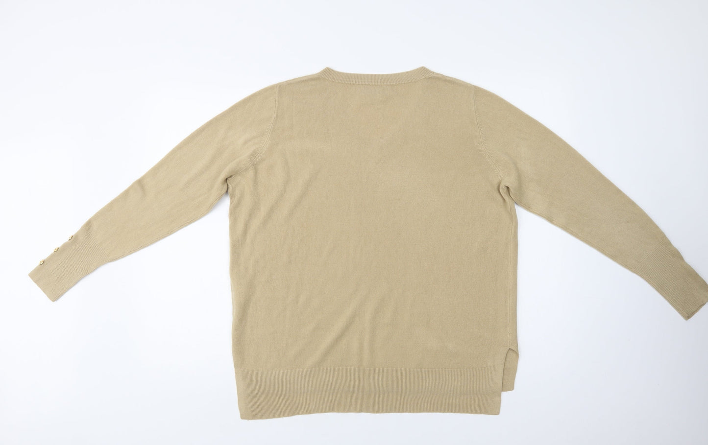 Primark Womens Beige V-Neck  Acrylic Pullover Jumper Size L