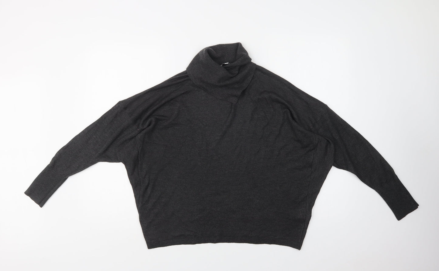 Warehouse Womens Grey Roll Neck  Polyester Pullover Jumper Size M