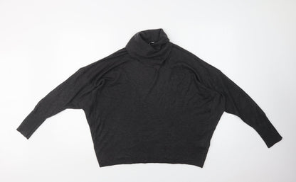 Warehouse Womens Grey Roll Neck  Polyester Pullover Jumper Size M