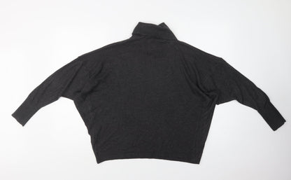 Warehouse Womens Grey Roll Neck  Polyester Pullover Jumper Size M