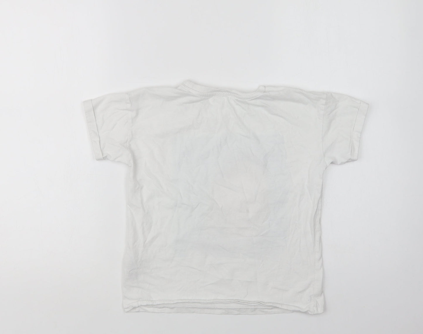 M&S Girls White  Cotton Basic Polo Size 8-9 Years Crew Neck