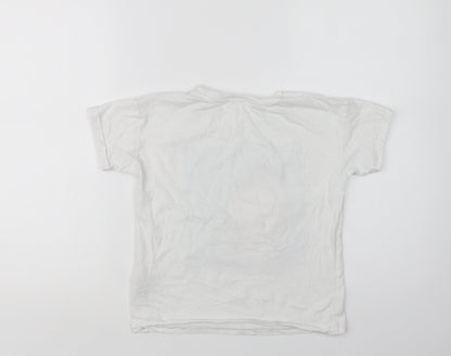 M&S Girls White  Cotton Basic Polo Size 8-9 Years Crew Neck