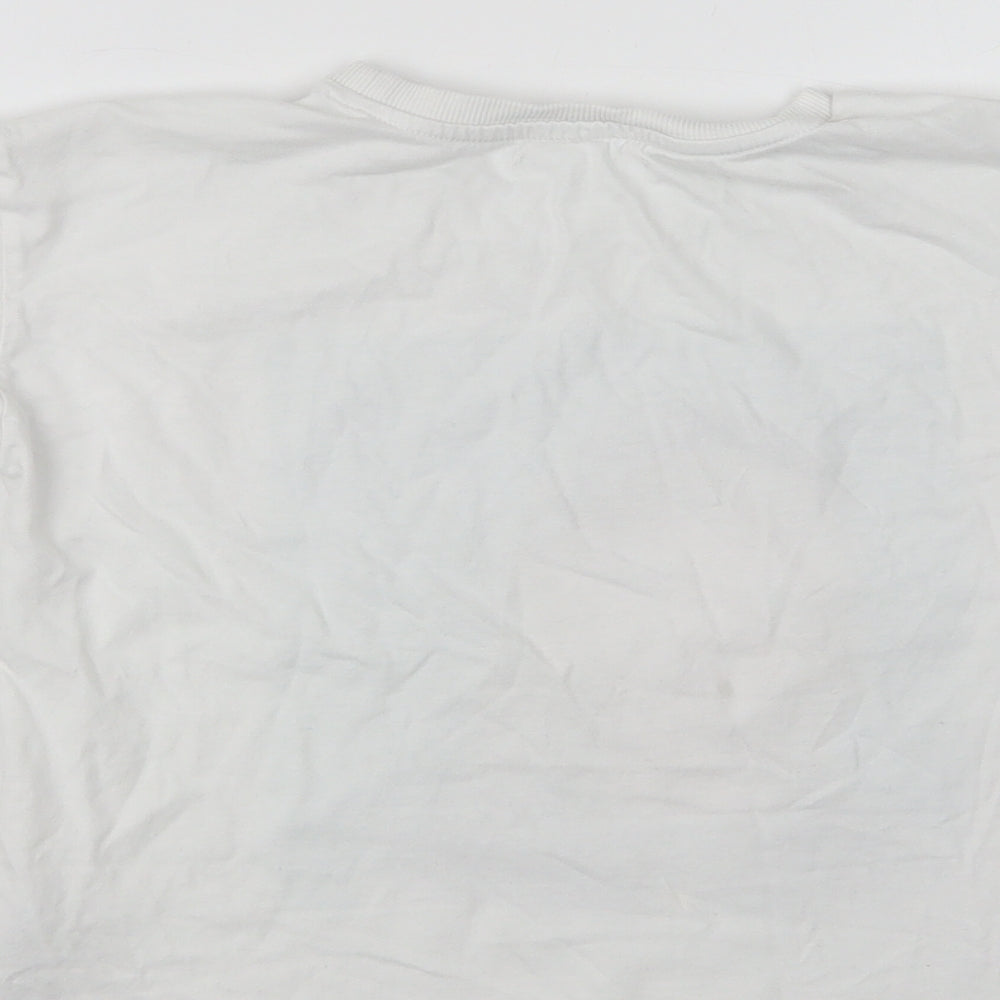 M&S Girls White  Cotton Basic Polo Size 8-9 Years Crew Neck