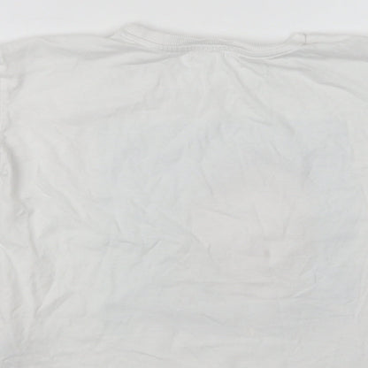 M&S Girls White  Cotton Basic Polo Size 8-9 Years Crew Neck