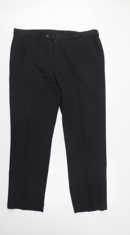 EWM Mens Black  Polyester Dress Pants Trousers Size 38 L31 in Regular Button