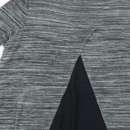 M&S Womens Green Striped Viscose Basic Blouse Size 16 Crew Neck