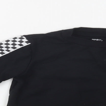 Pep & Co Girls Black Check Cotton Pullover Sweatshirt Size 5-6 Years