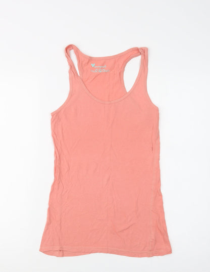 Primark Womens Pink  Cotton Basic Tank Size 12 Scoop Neck