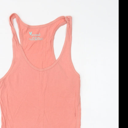 Primark Womens Pink  Cotton Basic Tank Size 12 Scoop Neck