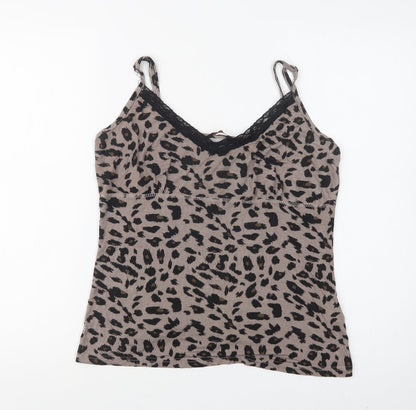 Peacocks Womens Brown Animal Print Viscose Cami Pyjama Top Size 14