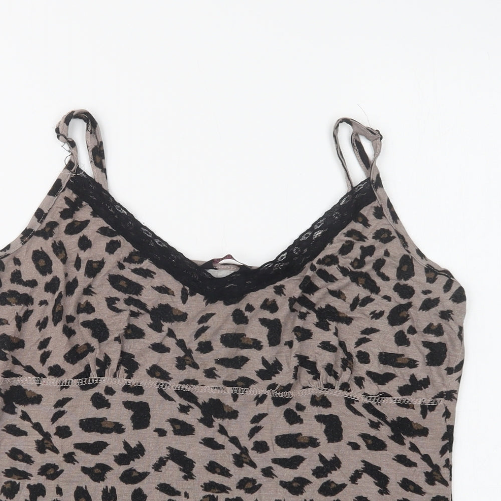 Peacocks Womens Brown Animal Print Viscose Cami Pyjama Top Size 14