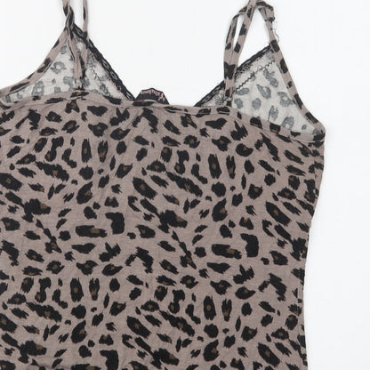 Peacocks Womens Brown Animal Print Viscose Cami Pyjama Top Size 14