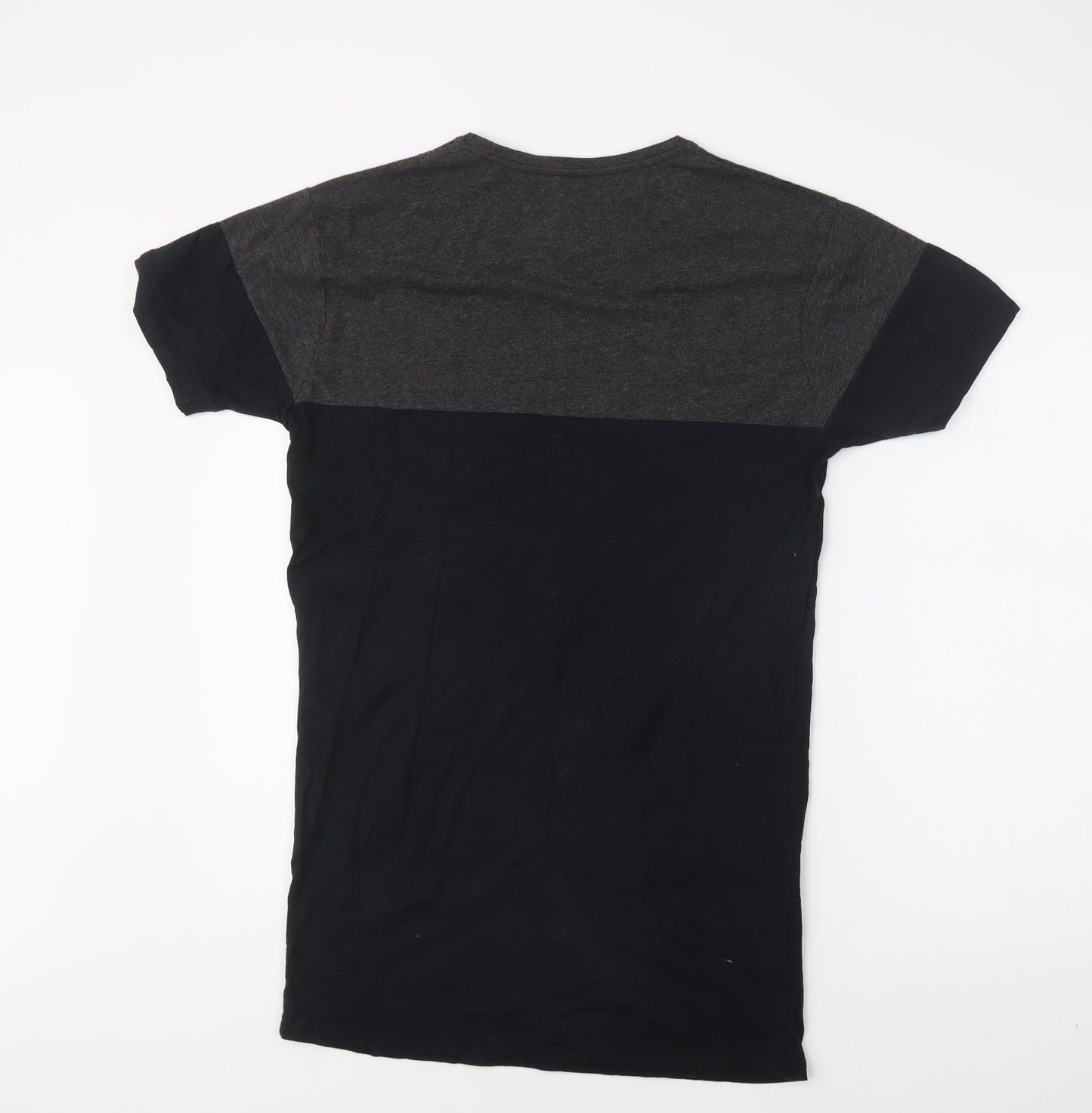 Aces Couture Mens Black Colourblock Cotton  T-Shirt Size M Crew Neck