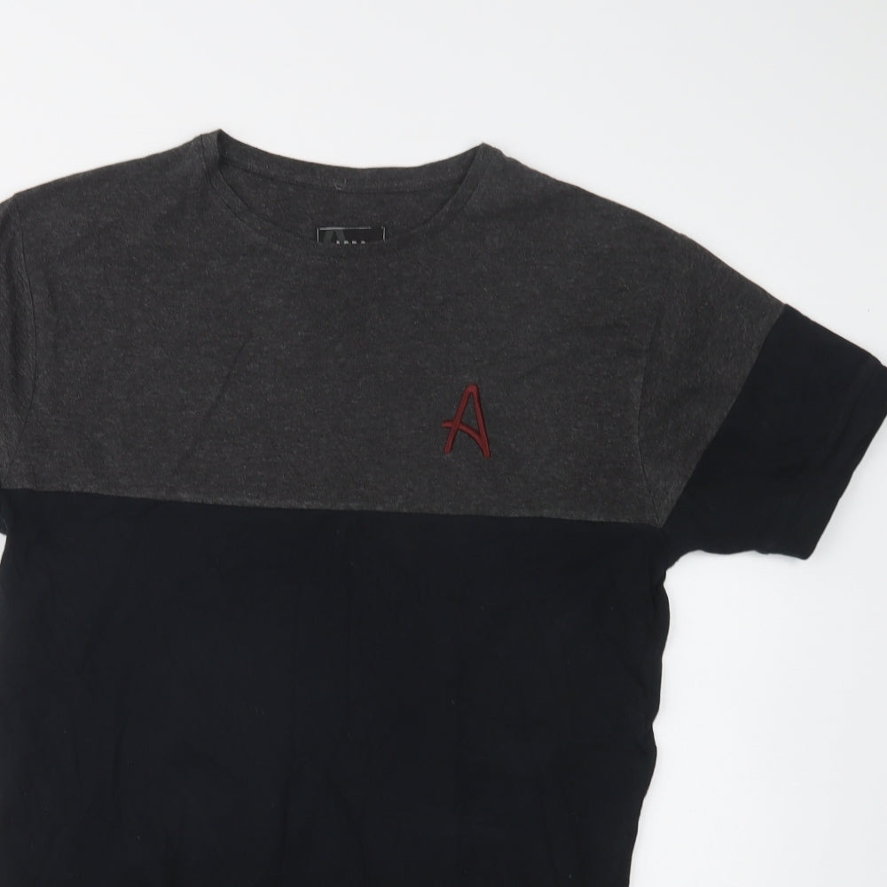 Aces Couture Mens Black Colourblock Cotton  T-Shirt Size M Crew Neck