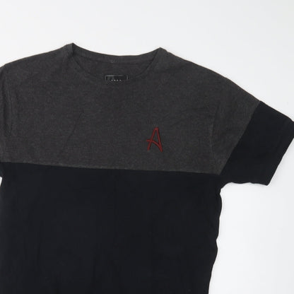 Aces Couture Mens Black Colourblock Cotton  T-Shirt Size M Crew Neck