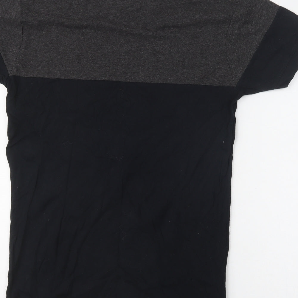Aces Couture Mens Black Colourblock Cotton  T-Shirt Size M Crew Neck