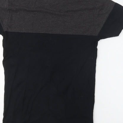 Aces Couture Mens Black Colourblock Cotton  T-Shirt Size M Crew Neck