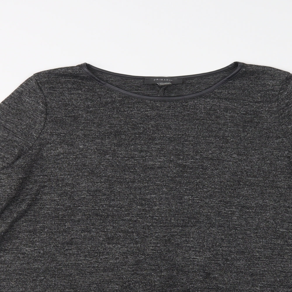 Primark Womens Grey  Polyester Basic Blouse Size L Crew Neck