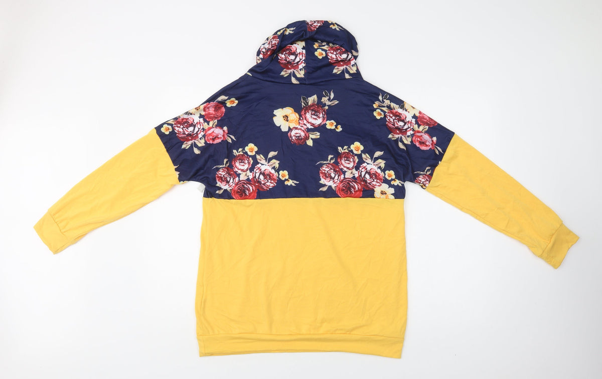 Back view of PatPat women’s yellow floral polyester pullover sweatshirt, size L